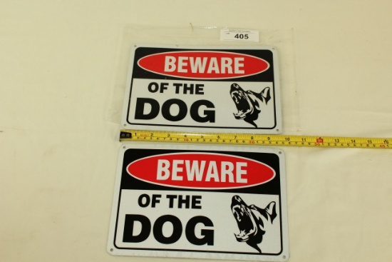 2 Aluminum "Beware of the Dog" Signs. 10" Wide x 6.75"