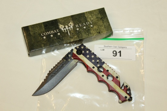 Combat Ready Patriotic Rescue Linerlock Knife.  New!