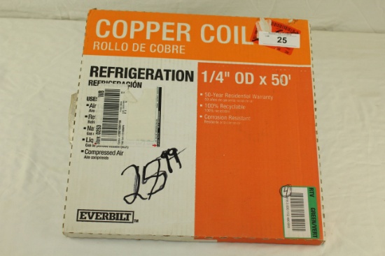 Refrigeration Copper Coil 1/4" OD x 50'.  New Roll!