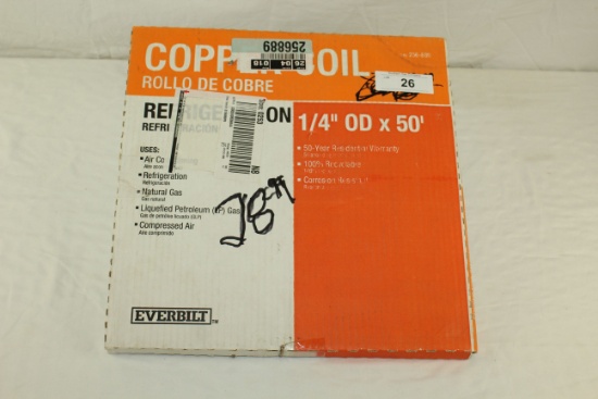 Refrigeration Copper Coil 1/4" OD x 50'.  New Roll!