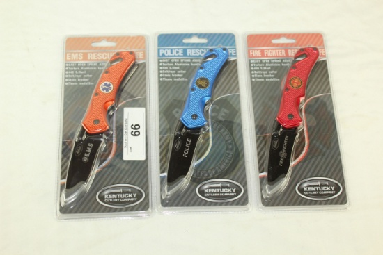 3 New Easy Open Spring Assist Aluminum Handle Knives