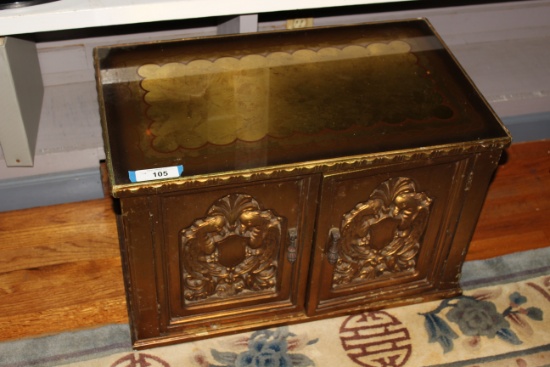 Small 2-Door Table/Cabinet w/Glass Top