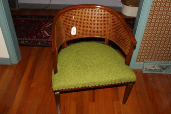 Cane Back Barrel Style Chair