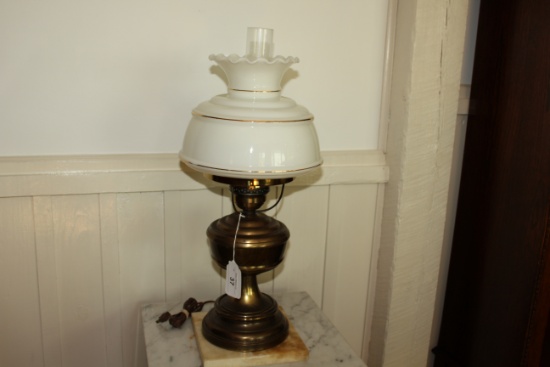 Brass Style Globe Lamp w/Marble Pad