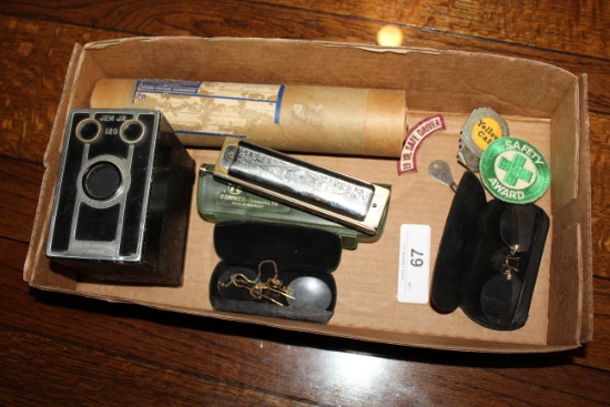Lot of Collectibles: JEM Jr. Camera, Hohner Harmonica,