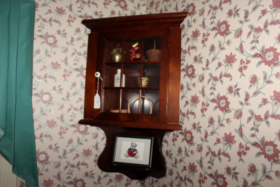 Cherry or Dark Mahogany Corner What-Not Cabinet/Shelf