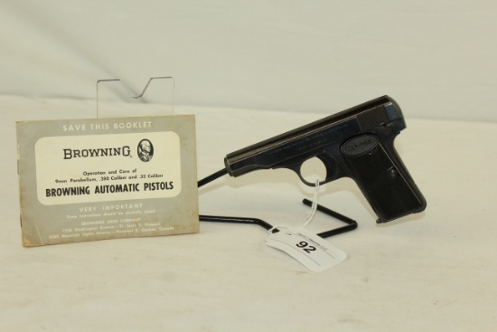 Browning 9mm Automatic Pistol Made in Belgium w/Booklet