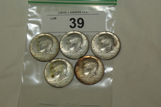 5- 1969 Kennedy Half Dollars