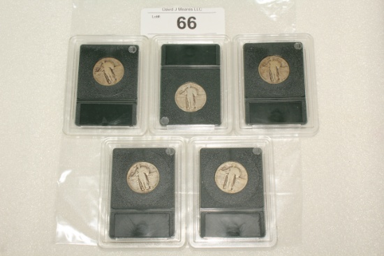 5 Standing Liberty Quarters - 2- '25, '26, '27 and '29