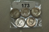 5- 1964 Kennedy Half Dollars