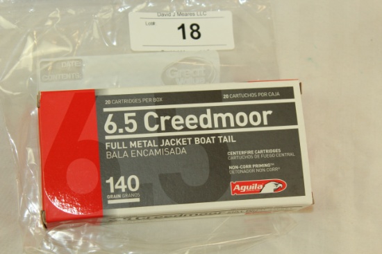 20 Rounds of Aguila 6.5 Creedmoor, 140 Gr. FMJ Ammo