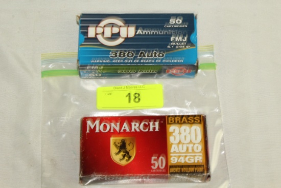 100 Rounds of PPU and Monarch .380 Auto. Ammo
