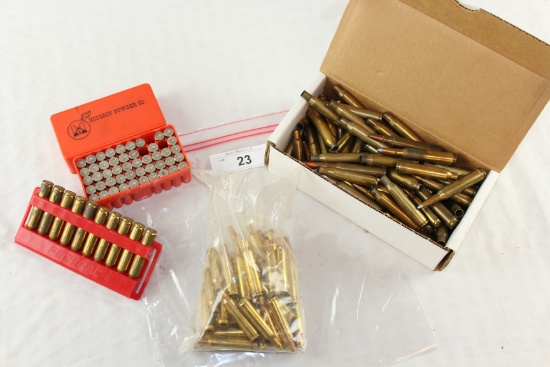 1 Lot of Brass Including 6mm, 7mm and Some Live Ammo