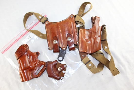 Brown Leather Shoulder Holster by "Jack Ass" w/Mag Pouch
