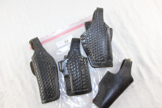 4 Black Leather Holsters: Gould & Goodrich, Viking, Mixson