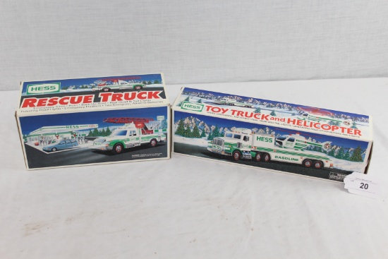 1994 Hess Rescue Truck and 1995 Toy Truck and Helicopter
