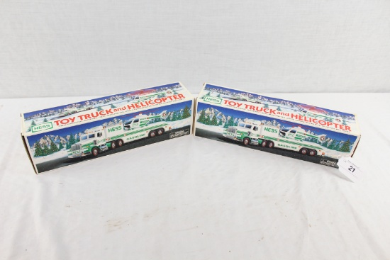 (2) 1995 Hess Toy Truck and Helicopter