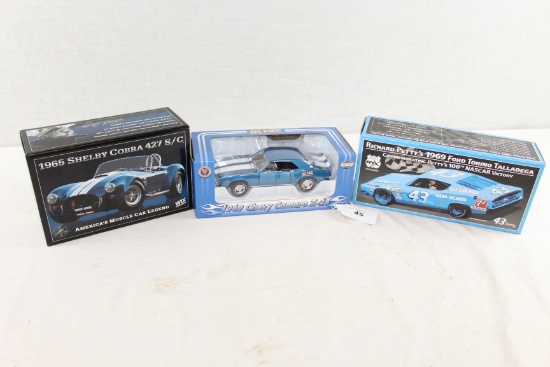 3 Iconic Die Cast Cars: Torino Talladega, Shelby and Z-28