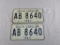 Set of 1967 South Carolina Car Tags
