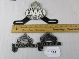 AAA Tag Bracket and 2 Motorcycle Tag Brackets