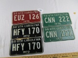 Set of 1972 SC Tags, (1) 1974 and (1) 1975 SC Car Tags