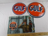 3 Gulf Metal Advertising Signs