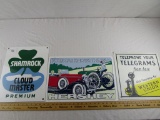 3 Metal Signs: Western Union, Hershey and Shamrock