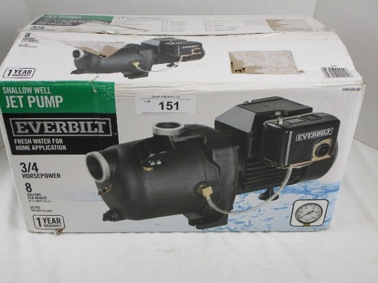 Everbilt 3/4 HP Shallow Well Jet Pump.  New!