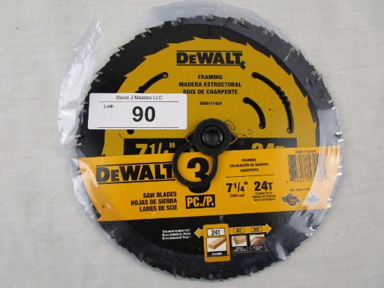 DeWalt 3 Pc. 7-1/4" 24T Saw Blades.  New!