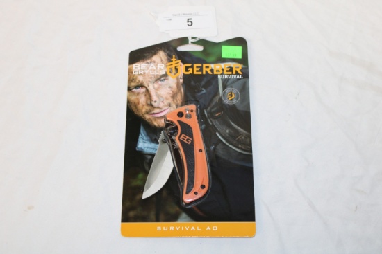 Gerber "Bear Grylls" Survival AO Folding Knife w/Belt Clip. New!