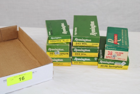 Large Lot of a Mixture of Ammo. .38, .357, .12 Ga., 243, .30-06