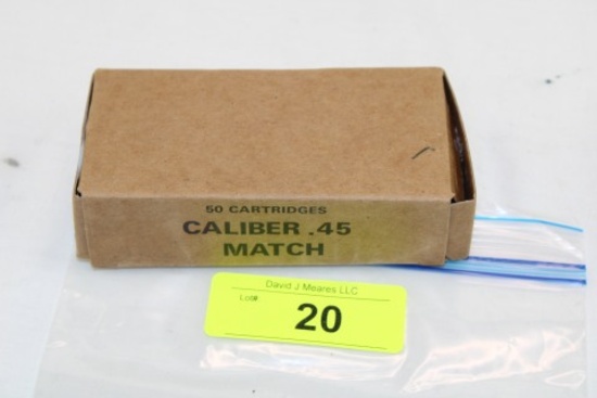 50 Rounds of Caliber .45 Match - Lot: TZZ 89A003-003 Ammo