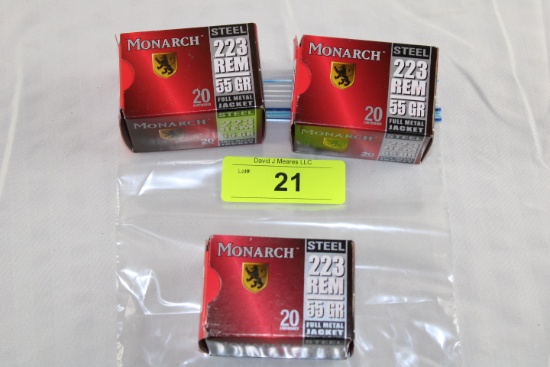 60 Rounds of Monarch .223 REM. 55 Gr. FMJ Ammo