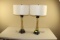 (2) Lamps with Glass & Metal Base
