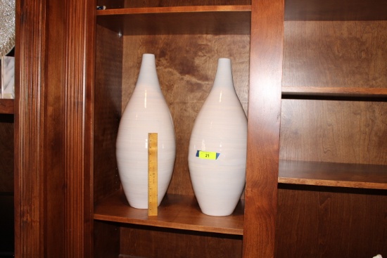 (2) White Decorative Vases