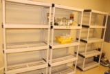 (4) Plastic Utility Shelves & Contents
