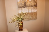 Flower Vase with Artificial Flowers and Oil Style Wall Art
