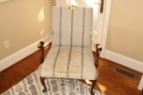 Upholstered & Wooden Queen Anne Style Arm Chair