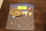 Lot of Jewelry and Belt Buckle (Some Pcs. 14K)