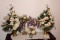 5 Décor Pieces. Flowers w/Vases and Candles w/Holders