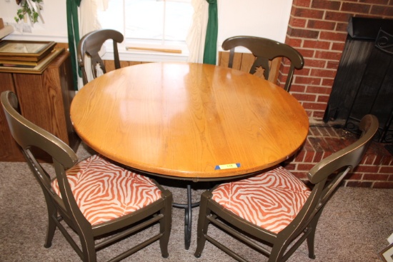 48" Round Wooden Top Table w/Metal Frame and 4 Chairs
