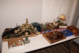9 Box Lots of Décor Glassware, Wooden Trays, Candelabra