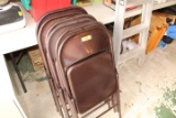6 Brown Metal Folding Chairs