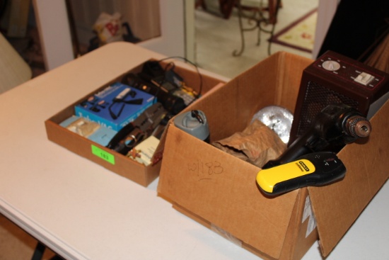 2 Boxes- B&D Drills, Turbo-VAC, Stud Finder and More…
