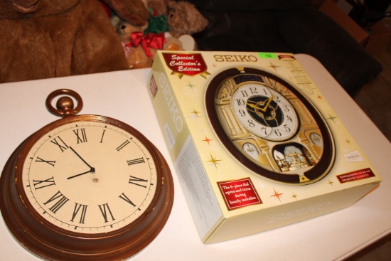 2 Battery Operated Wall Clocks (One with Box)