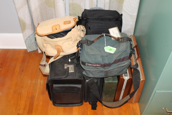 1 Large Lot of Brief Cases, Camera Bags, Lunch Bag