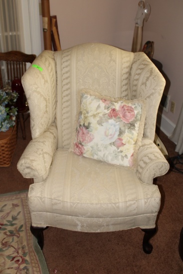 2 Wing-Back Chairs w/Front Queen Anne Style Legs