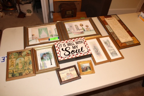 1 Lot of Small Framed Prints and Plaques