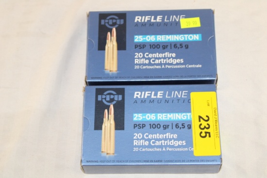 40 Rounds of PPU .25-06 REM. 100 Gr. PSP Ammo