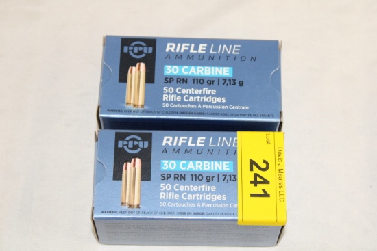 100 Rounds of PPU 30 Carbine 110 Gr. SP RN Ammo